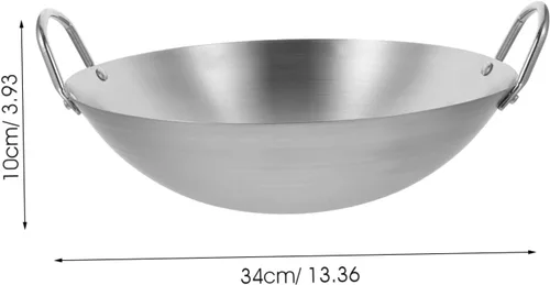 Vista 2 de Cabilock Sartén de acero inoxidable Wok de gran tamaño Sartén china Wok Manijas Estufa de inducción Estufa eléctrica de gas