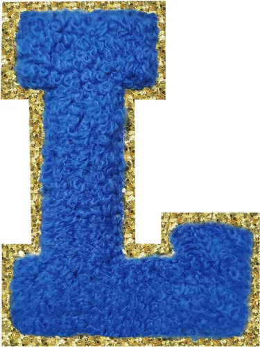 Vista 188 de 3Pcs Letter Patches Varsity Glitters Chenille,SPRT Iron on Blue Letter Patch,Alphabet Cloth Patch for Team Costume Decoration 3.1in Height S