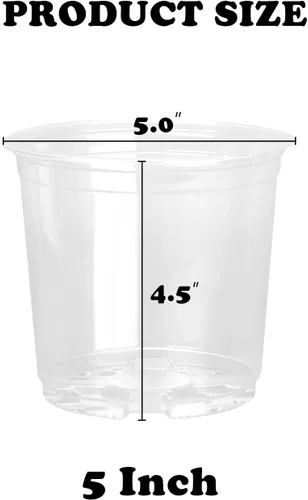 Vista 3 de RAOOKIF Paquete de 25 macetas transparentes de 5 pulgadas con agujeros de drenaje, macetas de plástico flexible para plantas, maceta de jardín