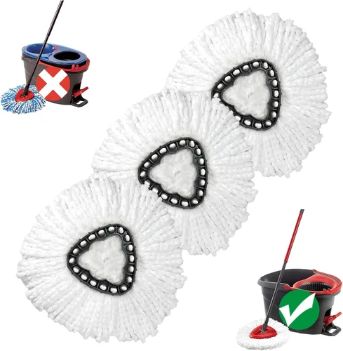 Repuesto de cabezal de trapeador, paquete de 3, compatible con sistema EasyWring de 1 tanque | Highly Absorbent, Microfiber, Machine Washable,