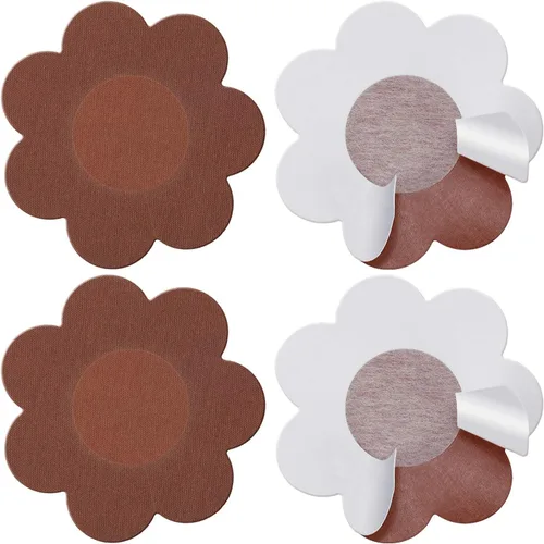 Vista 2 de Geyoga 30 piezas de pezón cubiertas desechables para pezones no se ven pegatinas de satén para el pecho, autoadhesivas, pétalos sujetadores