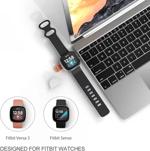 Vista 6 de Cargador de reloj compatible con Fitbit Versa 4 / Versa 3 / Sense 2 / Sense 2 / Sense, base de carga USB de repuesto de viaje portátil para Fitbit