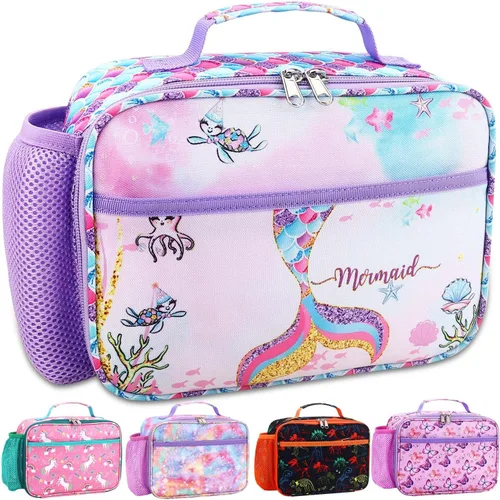 Vista 34 de RHCPFOVR Lonchera para niños – Lonchera aislada para niños y niñas, bolsa de almuerzo lavable y lonchera reutilizable para preescolar a prueba