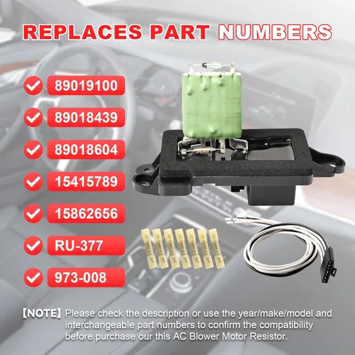 Vista 7 de FAERSI 89019100 Kit de resistencia de motor de ventilador de HVAC con arnés de repuesto para Chevy Trailblazer GMC Envoy 2002-2009, Buick Rainier