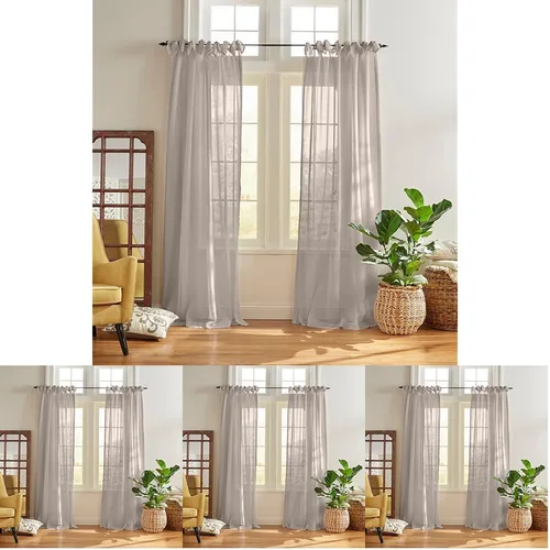 Vista 11 de Elrene Home Fashions - Panel de cortina de ventana con nudo superior transparente de Viena, 52 x 84 pulgadas (1 panel), azul grisáceo