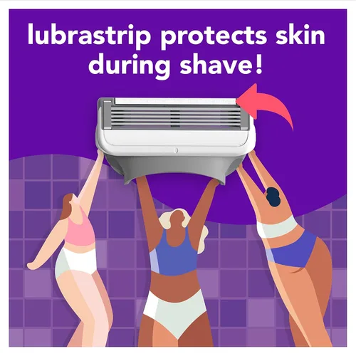 Vista 3 de joy Recambios de cuchillas de afeitar para mujer, 8 unidades, morado, Lubrastrip para ayudar a evitar la irritación de la piel