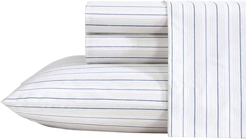 Vista 14 de Nautica - Sábanas, juego de ropa de cama de percal de algodón con funda de almohada a juego, vigorizante y fresco, bolsillo profundo