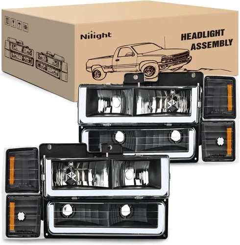 Nilight - Conjunto de faros delanteros LED DRL para Chevy Silverado 1500 2500 3500 1994 1995 1996 1997 1998, 1994-1998 Tahoe / C10 / CK/Suburban,