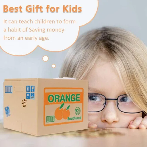 Vista 5 de Barelove - Hucha para niños, contador de monedas y efectivo con diseño de cajero automático, con voz inteligente y función de robo, seguro con Gato