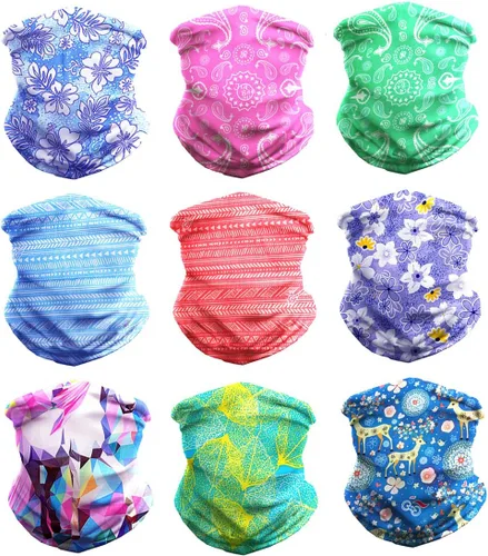 Vista 14 de Bandana para la cabeza, polaina para el cuello, bufanda, pasamontañas, máscara facial Negro (12 piezas)
