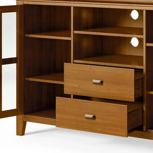 Vista 6 de SIMPLIHOME Artisan Solid Wood Wide TV Media Stand for TVs
