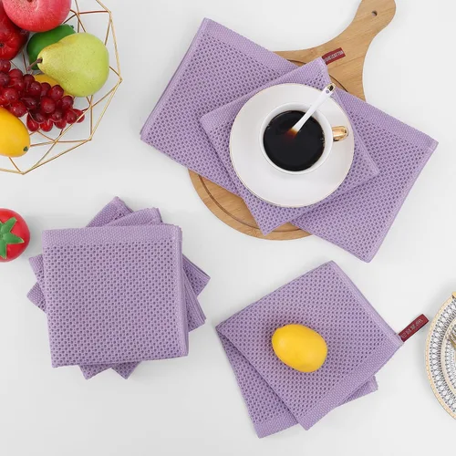 Vista 354 de Homaxy Paños de cocina de 100% algodón con tejido de gofre, ultra suaves, absorbentes, de secado rápido, 12 x 12 pulgadas, paquete de 6, amarillo