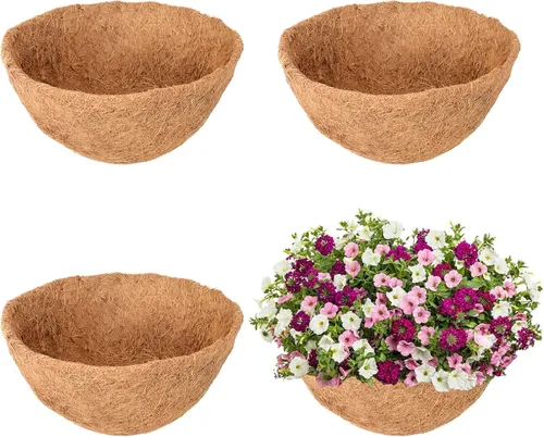 Vista 9 de Legigo Paquete de 3 cestas colgantes de 8 pulgadas de repuesto para cestas colgantes de coco, 100% natural, redondas, de fibra de coco y coco