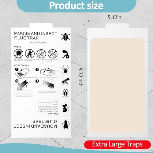 Vista 2 de Qualirey Tablas de pegamento para ratones e insectos, trampas de pegamento para plagas, trampa de ratones grandes para ratones, arañas, polillas