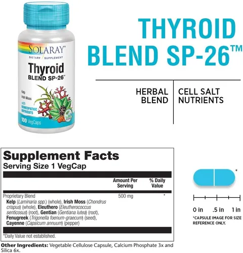 Vista 2 de SOLARAY Thyroid Blend SP-26 Mezcla de hierbas con nutrientes de sal celular para ayudar a apoyar la función saludable de la tiroides Sin OMG