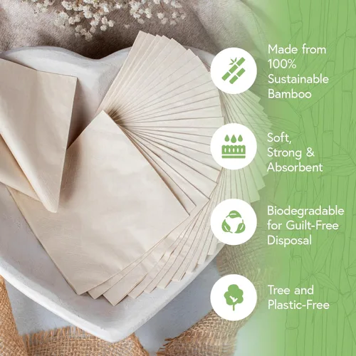 Vista 2 de Servilletas de cóctel desechables 100% bambú (paquete de 50) 2 capas con certificación FSC Servilletas biodegradables para fiestas, hogar o uso