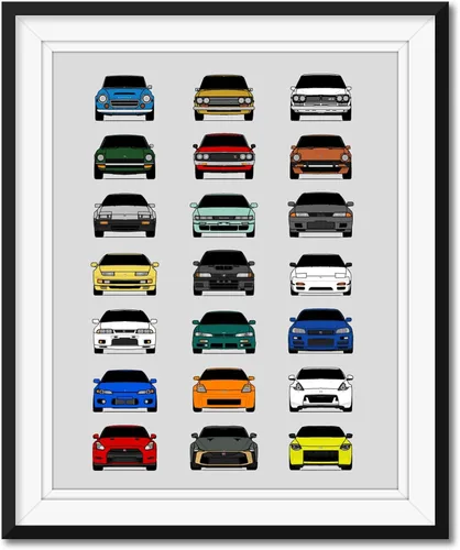 Vista 10 de Custom Car Posters Póster hecho a mano compatible con BMW Evolution Print Wall Art Decor of the Best of BMW Generations (M2, M3, M4, M5)