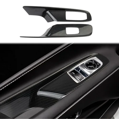 Vista 9 de Molduras de cubierta de panel de interruptor de elevalunas de fibra de carbono para Chevrolet Corvette C8 Convertible 2020-2025