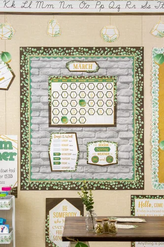 Vista 7 de Teacher Created Resources Borde enrollado recto de eucalipto – 50 pies – Decora tablones de anuncios, paredes, escritorios, ventanas, puertas