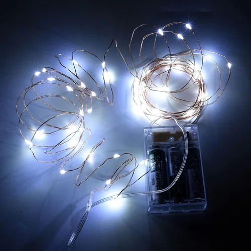 Vista 4 de Karlling Guirnalda de luces a pilas, luces de Navidad de 16 pies para decoración de Navidad, mini luces LED para dormitorio con 8 modos