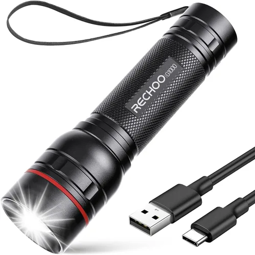 Vista 12 de Linternas recargables de alto lúmenes, luz de flash súper brillante G1000, pequeña linterna LED con zoom con 3 modos de iluminación, linterna Verde
