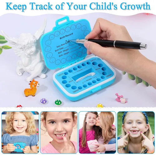 Vista 4 de Soportes de dientes para recuerdo de niños, caja de recuerdo de dientes de bebé, protector de dientes, contenedor de dientes para dientes perdidos