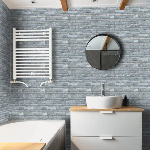 Vista 5 de STICKGOO Protector contra salpicaduras de 10 hojas para despegar y pegar, azulejos autoadhesivos de pared de 12"X12", protector contra salpicaduras