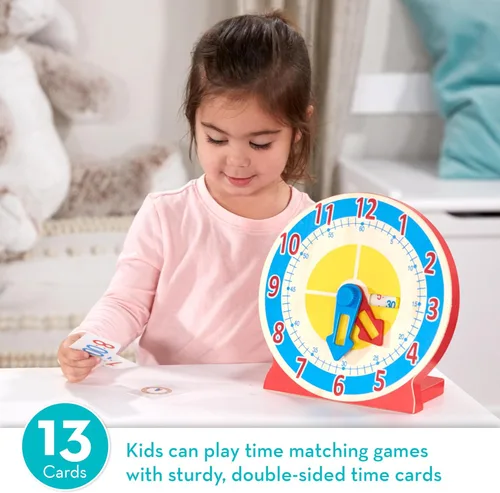 Vista 10 de Reloj de madera educativo para niños, con tarjetas reversibles de hora; juguete "Turn & Tell" de Melissa & Doug