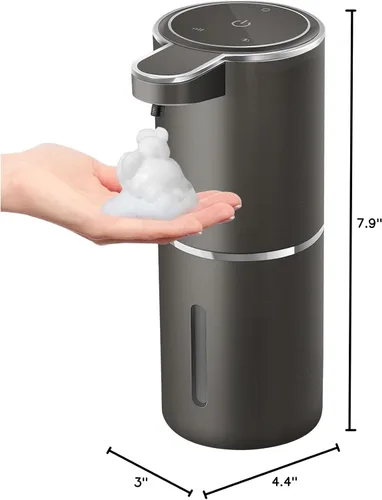 Vista 7 de Dispensador de Jabón Automático con Espuma, 4 Niveles Ajustables, Montaje en Pared, Recargable por USB, 12.8oz/ 380ml, Dispensador de Jabón