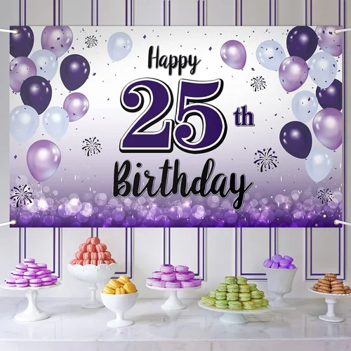 Vista 37 de Decoraciones de feliz cumpleaños número 10, cartel grande de globo morado para cumpleaños número 10, suministros para fiesta de cumpleaños de 10