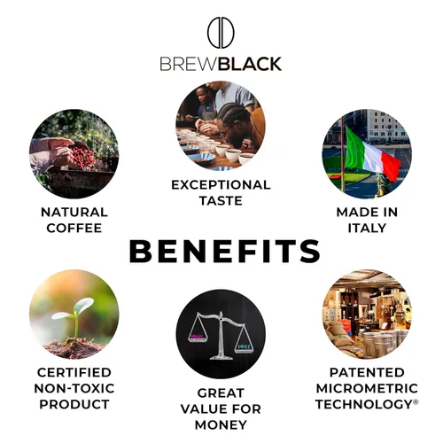 Vista 3 de BrewBlack Cápsulas de café Crema – 50 cápsulas de café de aluminio compatibles con la línea original Nespresso, tostado medio, intensidad 8/12