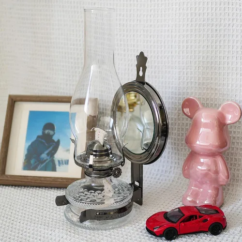 Vista 4 de Lámpara de aceite Chimenea Base de 3 pulgadas de 9 pulgadas de altura de queroseno Lámpara de repuesto de vidrio transparente alto