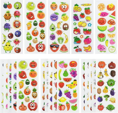 Vista 12 de 24 hojas (más de 400 unidades), calcomanías hinchadas en 3D de animales para niños pequeños, hojas de calcomanías preescolares a granel