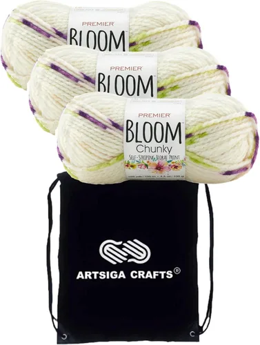 Vista 21 de Premier Yarns Bloom Chunky Hydrangea 1114-01 (6 madejas, el mismo lote de tinte) - Hilo acrílico grueso y voluminoso #5 para ganchillo y tejer