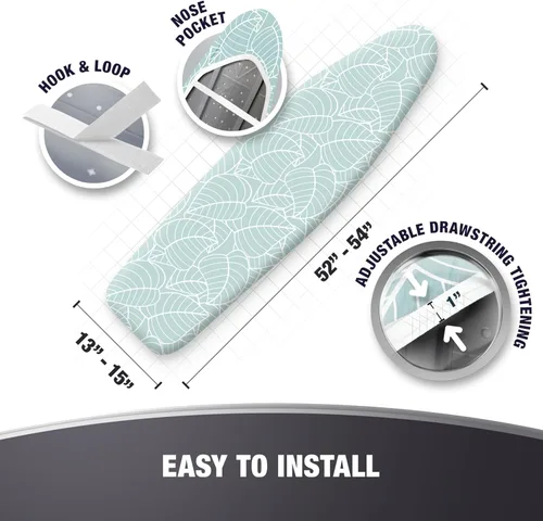 Vista 5 de Fundas extra gruesas para tabla de planchar con almohadilla de tamaño estándar 15x54, ajuste ceñido con cordón ajustable y tope, revestimiento