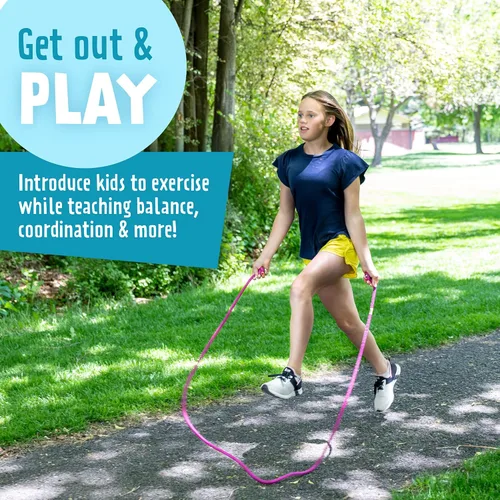 Vista 4 de Just Jump It Paquete de 2 cuerdas de saltar de 8 pies – Equipo de ejercicio activo para jóvenes al aire libre – Accesorios de gimnasio de nailon