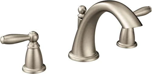 Kit de moldura de grifo de bañera romana Moen Brantford de níquel cepillado de 2 manijas para montaje en cubierta, válvula requerida, T4943BN