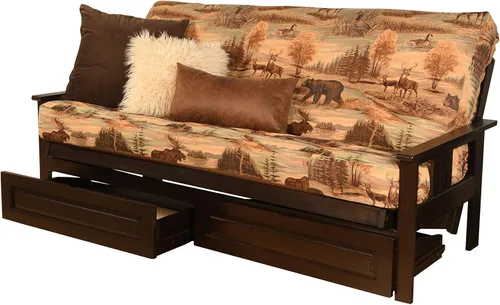 Vista 13 de MFD Futón Montana, Verde, Tela Madera, Colchón de ante de turba