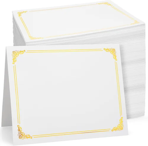 Vista 15 de Fainne Paquete de 120 soportes para certificados a granel, cubiertas de diploma, borde de lámina dorada, cubiertas de documentos para certificados