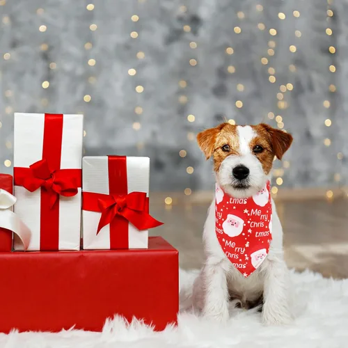 Vista 7 de 2 pañuelos de Navidad para perro, bufanda de perro de varios tamaños, bufanda triangular para mascotas, disfraz de Navidad para perros pequeños