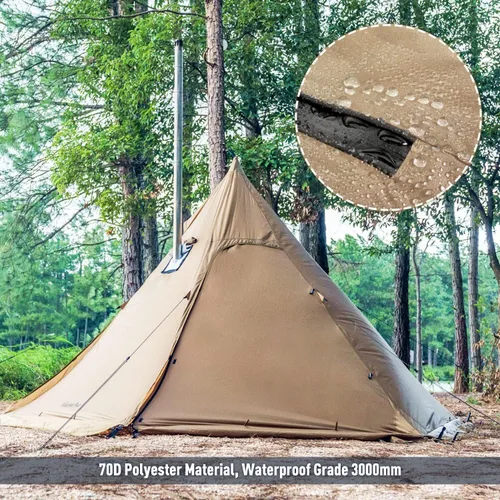 Vista 5 de FIREHIKING Tienda de campaña caliente para 2-4 personas Tipi Hunting, for Backpacking, with Stove Jack
