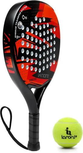 Vista 6 de Pala de pádel Superficie de Fibra de Carbono con núcleo de espuma EVA Memory Flex Pala de pádel ligera Rojo