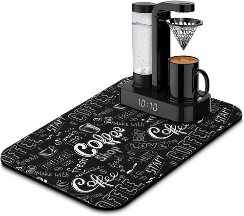 Vista 78 de Tapete de barra de café para encimeras 19inx12in, absorbente para ocultar las manchas, antideslizante, accesorios para bar de cafetería, cabe debajo