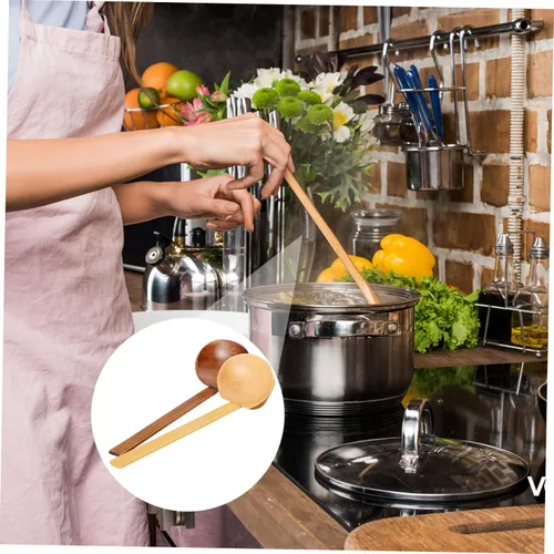 Vista 6 de Cuchara de olla caliente, cuchara de cocina, cuchara de sopa, cuchara de mango largo, cucharón de sopa de madera, cucharón de restaurante, cuchara