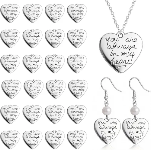 AUEAR, Dije de aleación con texto en inglés «You are Always in My Heart» para manualidades, pulsera, collar, joyería, accesorios, plata