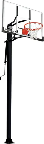 Vista 13 de Silverback Height Adjustable In-Ground Basketball Hoop with Tempered Glass Backboard, Pro-Style Breakaway Rim & Backboard Pad