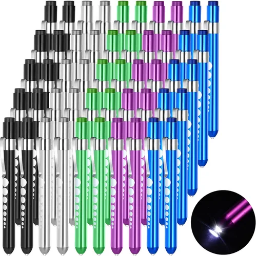 50 unidades de luz LED para enfermeras con medidor de pupila, accesorios de enfermería reutilizables para uso diario, médicos, escuelas de