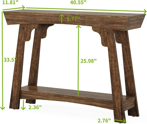 Vista 2 de Tribesigns Mesa consola pequeña de 41.3 pulgadas, mesa de entrada de granja con almacenamiento de 2 niveles, mesa decorativa estrecha para sala