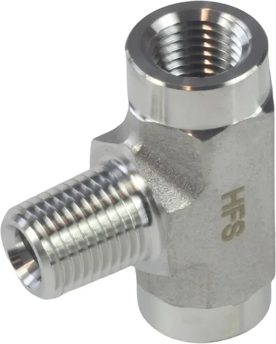 Vista 8 de HFS (R) 304 acero inoxidable forjado tubería NPT Tee, 1/2 "NPT hembra x 1/2" NPT macho x 1/2" NPT hembra de 1/2 ", montaje de tubería del conector
