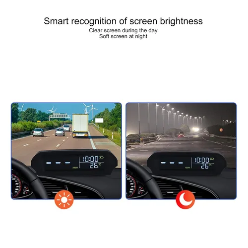 Vista 7 de Acouto Universal Auto HUD Proyector Multifuncional Velocímetro Vehículo de Carga Solar Pantalla de Video
